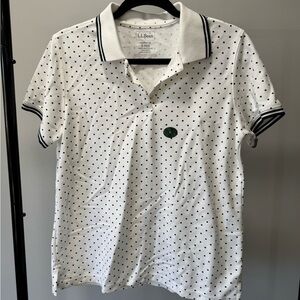 L.L. Bean Polo Shirt in White with Black Dots